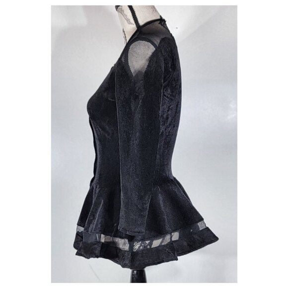 Alexander McQueen Black Velvet Peplum Cardigan Top - Rare Find, Womens Size M - Picture 4 of 9